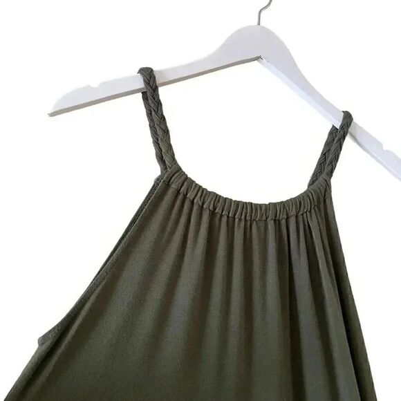 Olive Green Hi Low Asymmetrical Bohemian Soft Casual Oversized Dress #1004 - Picture 3 of 12